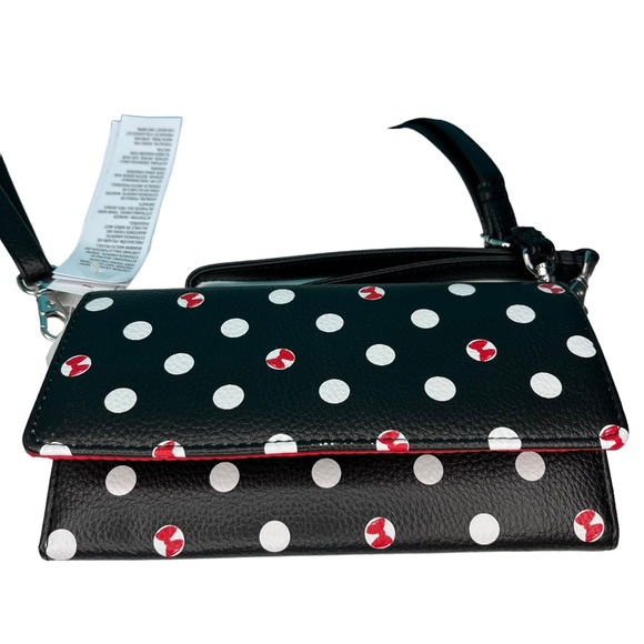 Disney Parks Minnie Mouse Cross Body Purse Wallet Black with Red Bows Wrislet - Picture 10 of 16